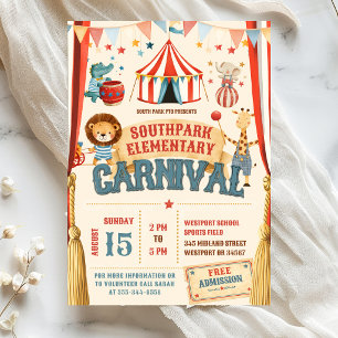School Fundraiser Circus Carnival Party Invitation