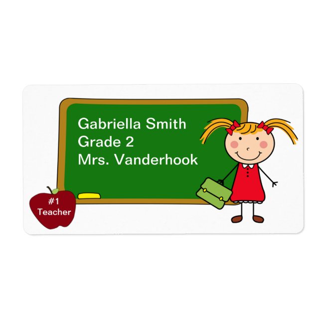 School Girl Book Labels (Front)