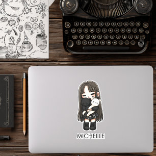 School Girl Cats Cute Anime Cartoon Personalised