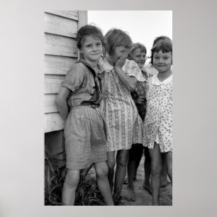 School Girls in Great Depression, 1930s Poster