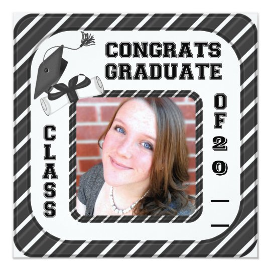 School Graduation Announcement, Invitation Black