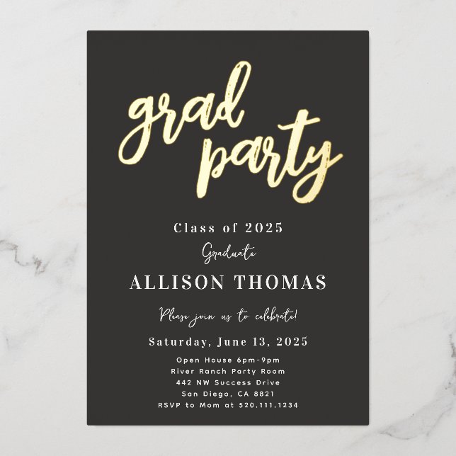 School Graduation Party Invitation Foil (Front)