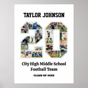School Graduation Player Number 20 Photo Collage Poster