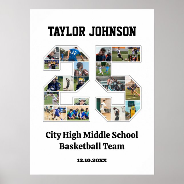School Graduation Player Number 25 Photo Collage Poster (Front)