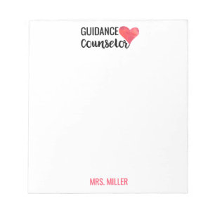 School Guidance Counsellor Personalised Red Heart Notepad