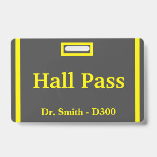 School Hall Pass ID Badge