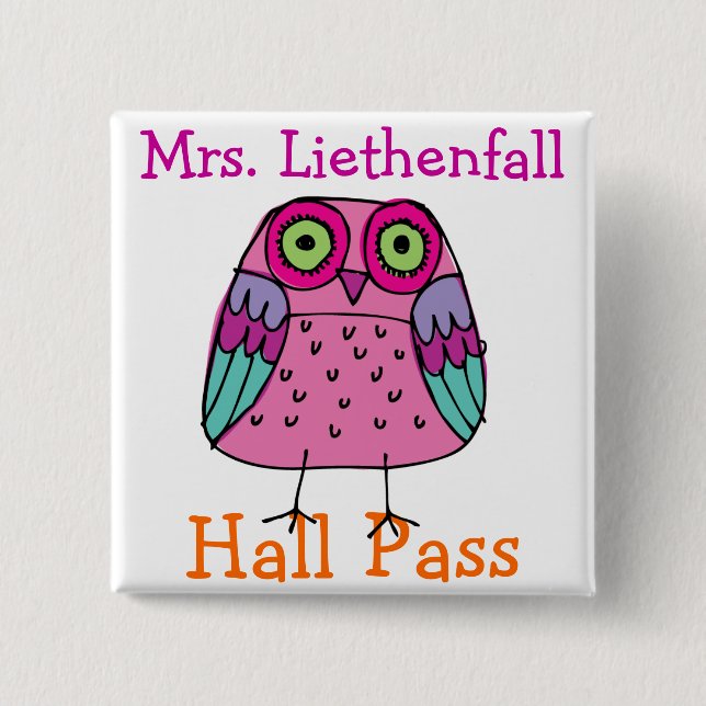 School Hall Pass - SRF 15 Cm Square Badge (Front)