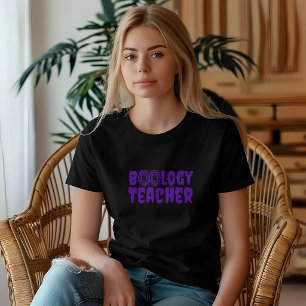 School halloween Boo teacher purple typography T-Shirt