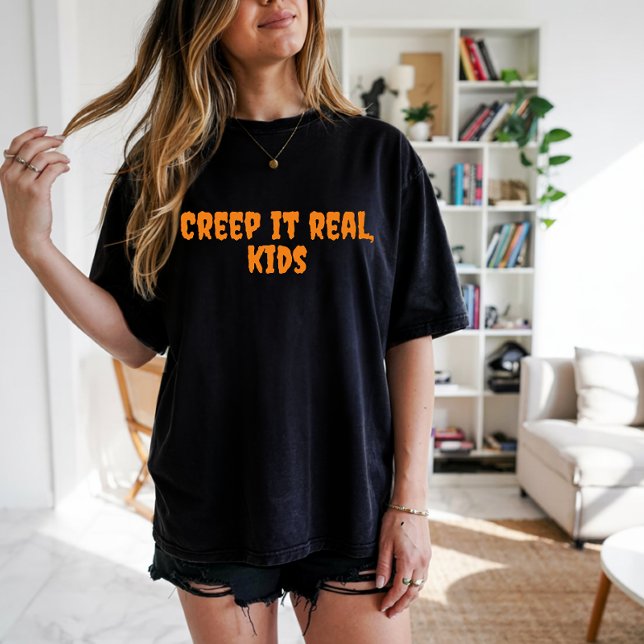  School halloween humour teacher orange typography T-Shirt (Creator Uploaded)