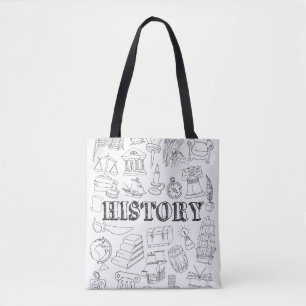 School History Teacher Doodle History Art Colourin Tote Bag