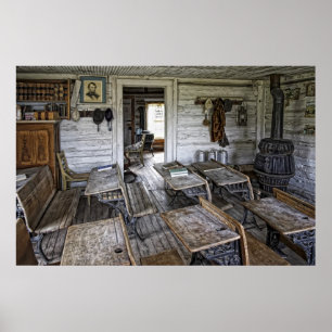 SCHOOL HOUSE MONTANA TERRITORY POSTER