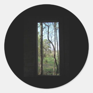 School house window classic round sticker