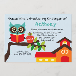 School House Wise Owl Kids Graduation Invitation