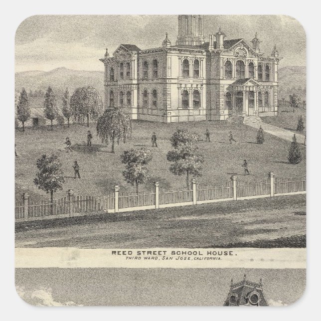 School houses, San Jose Square Sticker (Front)