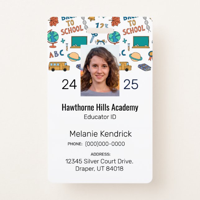 School Icons Homeschool Educator ID Badge (Front)