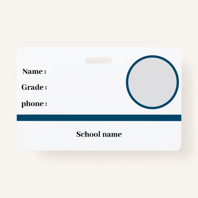  school identity badge ID badge (Front)