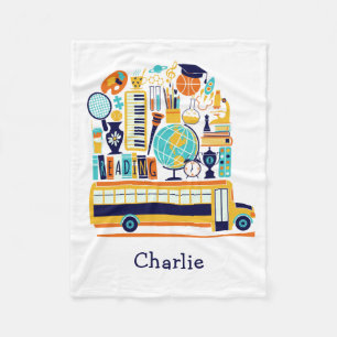 School Illustrations custom name fleece blankets