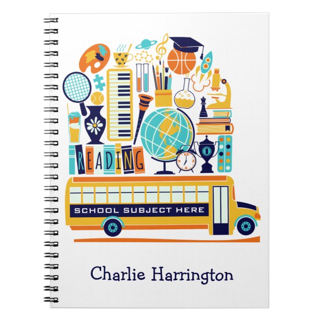 School Illustrations custom name notebook (Front)