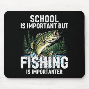 School important fishing funny fisherman men kids mouse mat