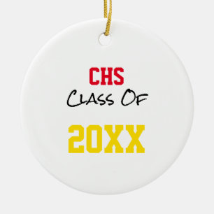 School Initials Senior Class Of Year Grad Colours Ceramic Tree Decoration