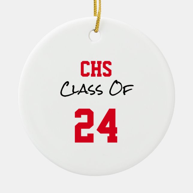 School INITIALS Senior Class YEAR Graduate PHOTO Ceramic Tree Decoration (Front)