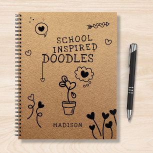 School Inspired Doodles Funny Girly Personalised Notebook