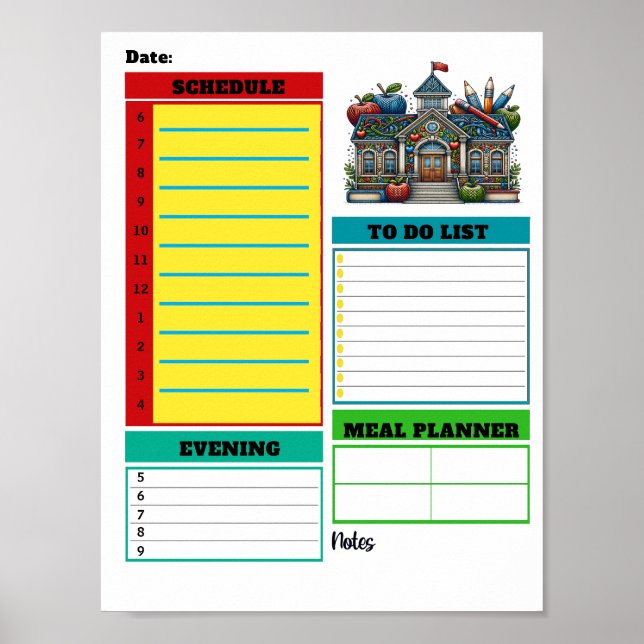 School Instant Download Daily Planner Poster (Front)