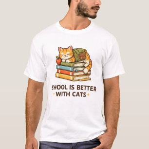 School Is Better With Cats Vintage Cat Design T-Shirt