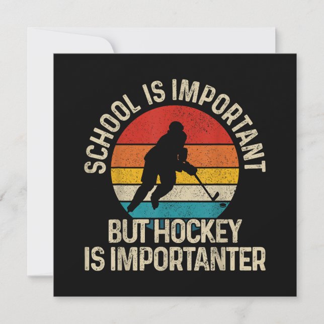 School Is Important But Hockey Is Importanter Funn Thank You Card (Front)