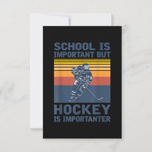 School Is Important But Hockey Is Importanter RSVP Card (Front)