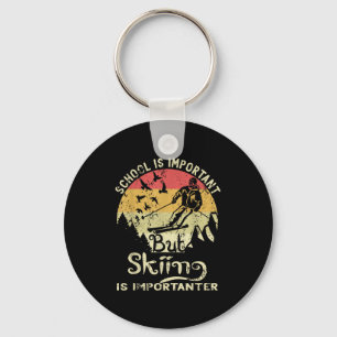 School Is Important But Skiing Is Importanter Kids Key Ring