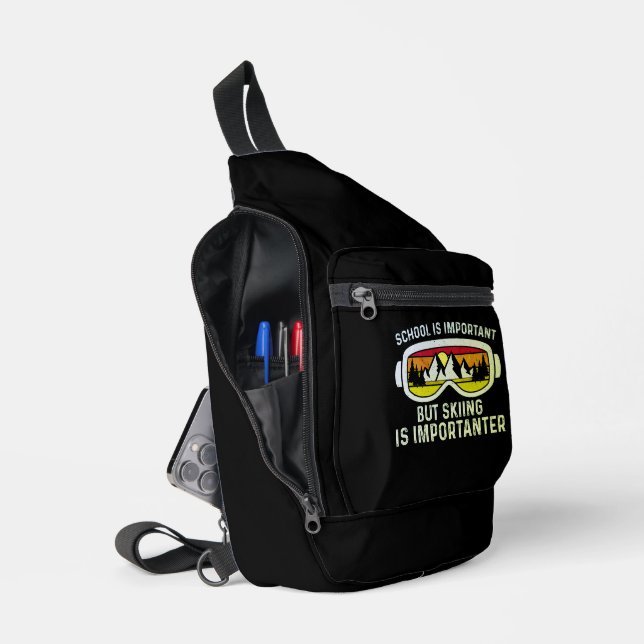 School Is Important, Skiing Is Importanter Sling Bag (Open)