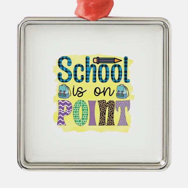School Is On Point Teacher Metal Tree Decoration (Front)