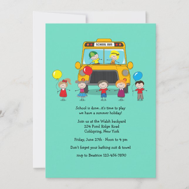 School is Out Party Invitation (Front)