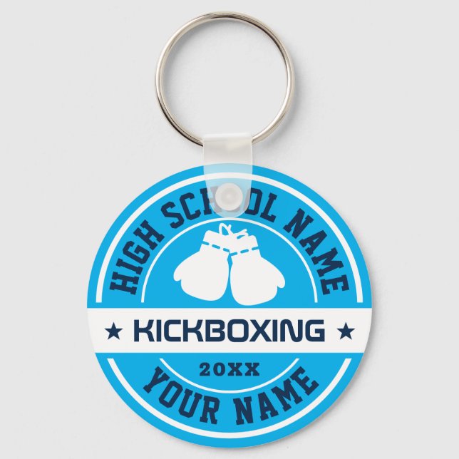 School Kickboxing Kickboxer Custom Colour Sports Key Ring (Front)