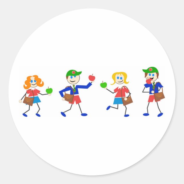 School Kids Classic Round Sticker (Front)