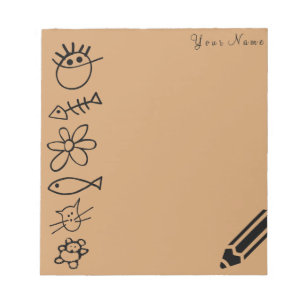 School Kids Drawing Funny Teacher Brown Notepad