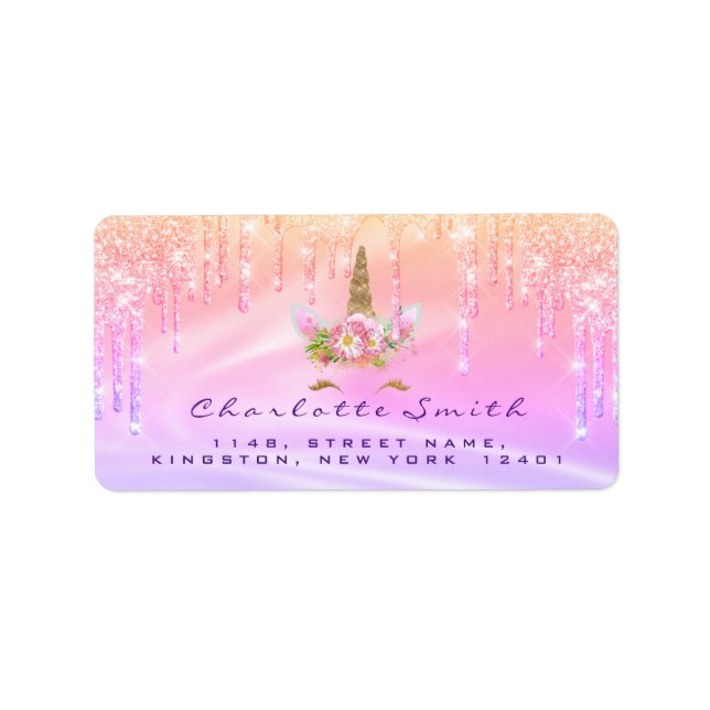 School Label Holograph Unicorn Birthday Party (Front)