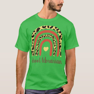 School Librarian II Leopard Print Rainbow T-Shirt