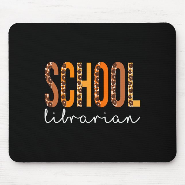 School Librarian leopard Squad Cute Fall Autumn Th Mouse Mat (Front)
