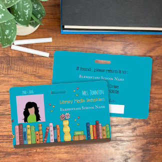 School Librarian Teal Photo ID Badge