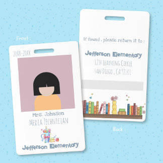 School Librarian Vertical White Photo ID Badge