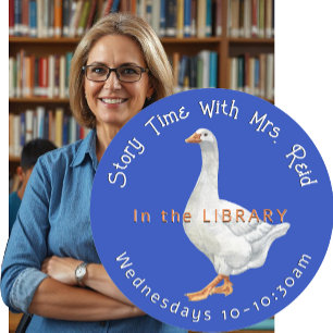 School Library Time Sticker White Goose Teacher