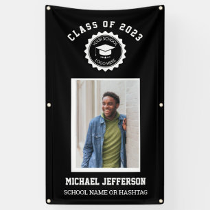 School logo or mascot  Maroon Photo Graduation Banner