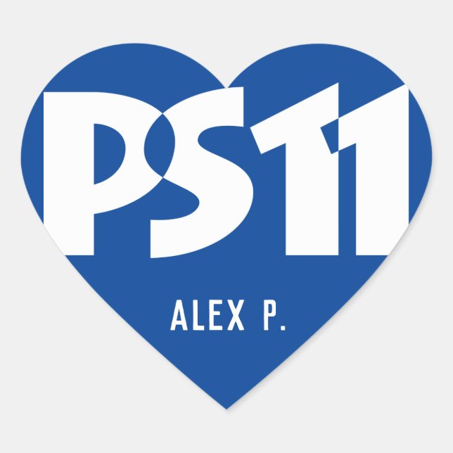 School Logo Personalised Name Heart Sticker (Front)