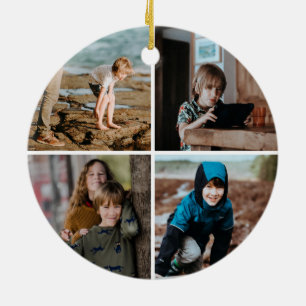 School logo with Four Photo Back Ceramic Tree Decoration