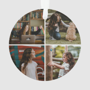 School logo with Four Photo Back Ornament