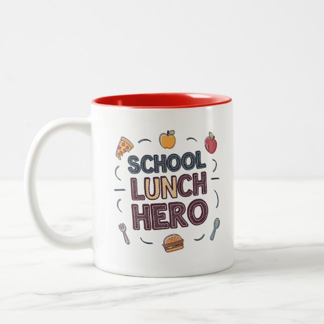 School Lunch Hero Two-Tone Coffee Mug (Left)