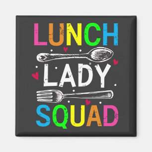 School Lunch Lady Squad Cafeteria Workers Square Magnet