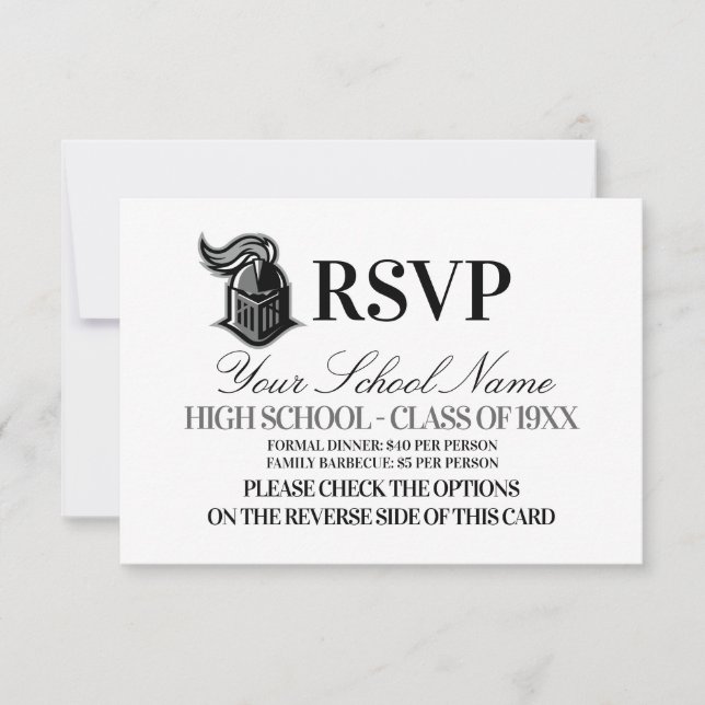 School Mascot Class Reunion RSVP Card (Front)